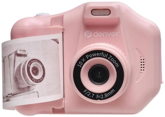 Denver Kindercamera Full HD met Printer - Selfie Camera - 48MP - Digitale Camera Kinderen - Foto en Video - Spelletjes - KPC1370 - Roze