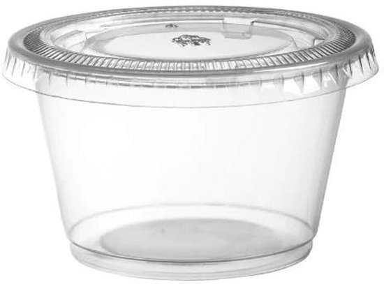 Opbergdozen met deksel, 50 stuks herbruikbare plastic bekers, 50 ml