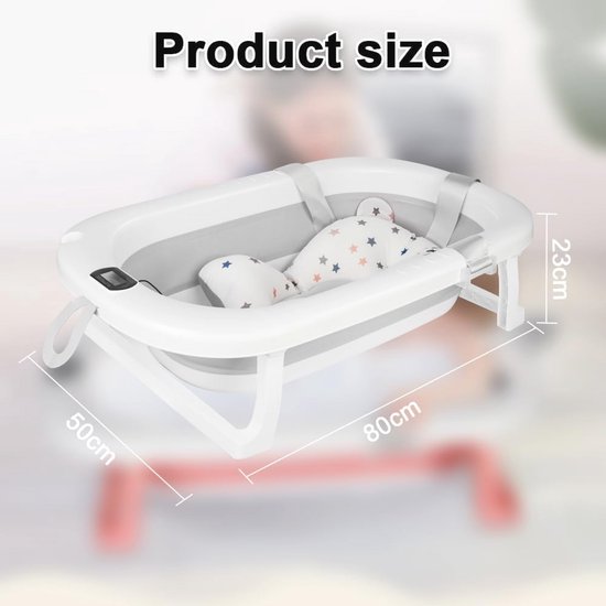 Opvouwbare Babybadkuip met Thermometer - Ergonomisch en Compact - Baby Verzorging Essentials voor 0-24 Maanden — afbeelding 4