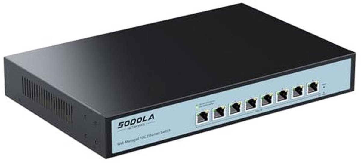 8-poorts 10Gb Easy Web Managed Switch met 8 x 10G RJ-45 poorten en 160Gbps bandbreedte