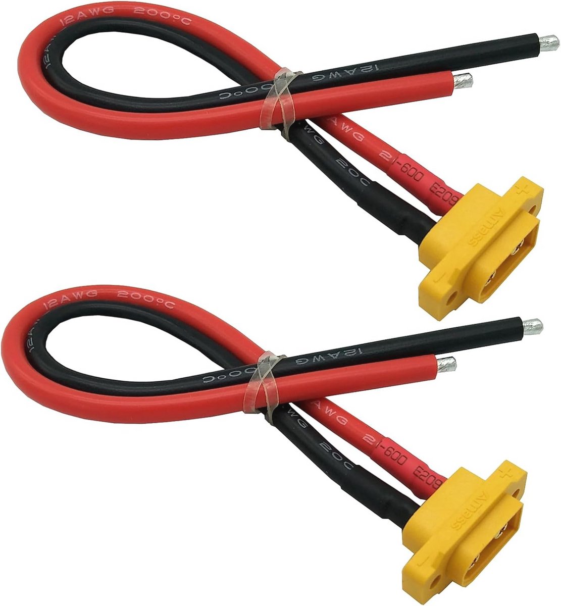 2 Stuks Mannelijke Connector XT60 Met 20CM 12AWG Kabel Voor RC Lipo-batterij