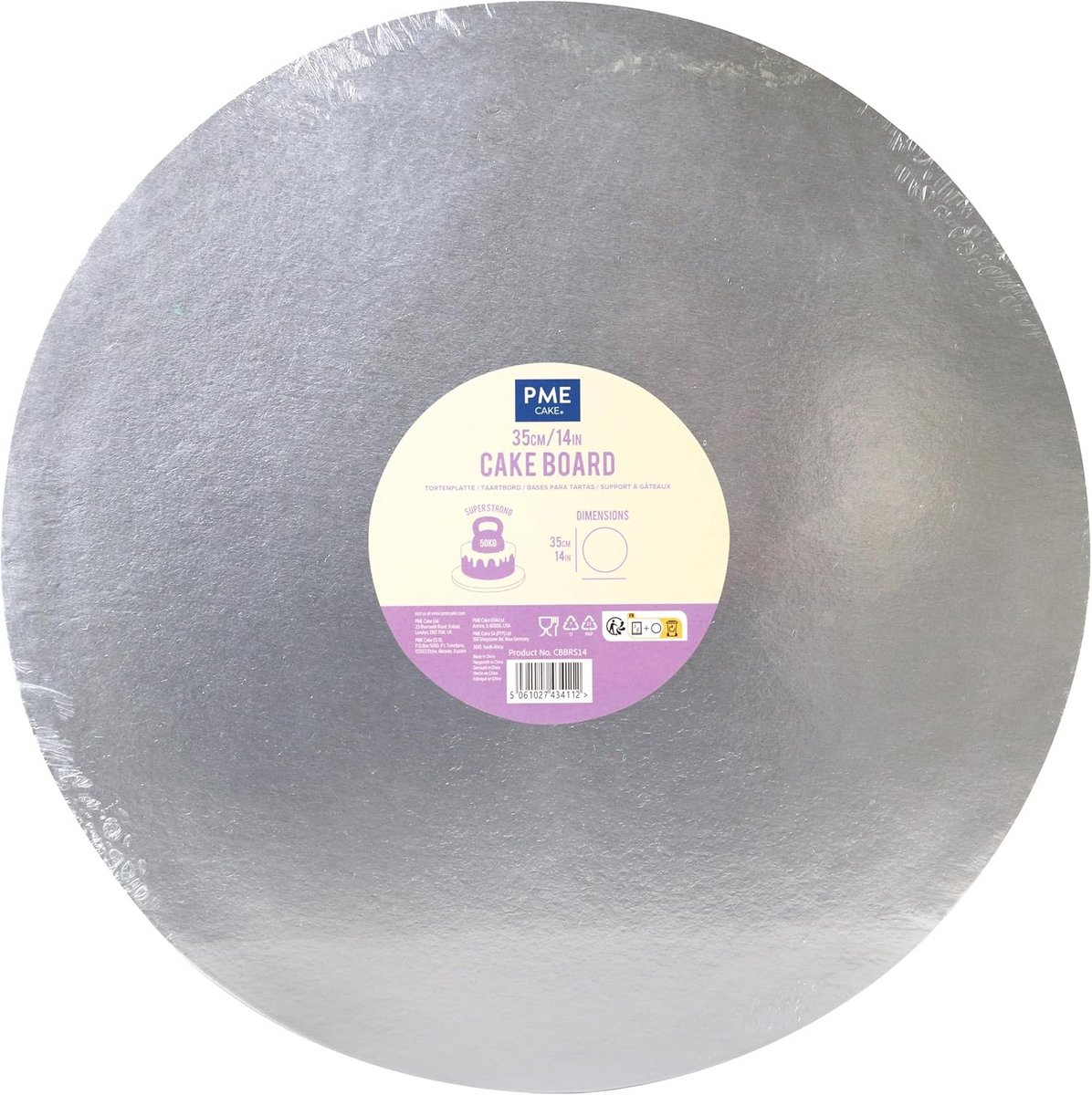 Rond Taartbord met Gladde Rand - Zilver (35 cm)