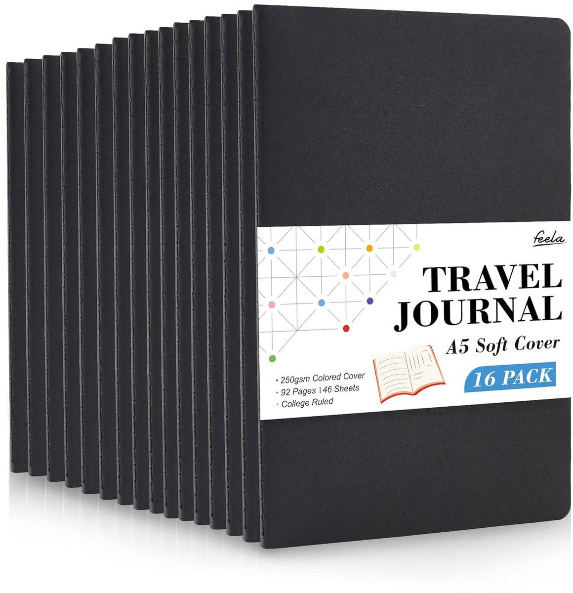 16 Pack Soft Cover Notitieboekjes - Gevoerde A5 Journals voor School en Werk