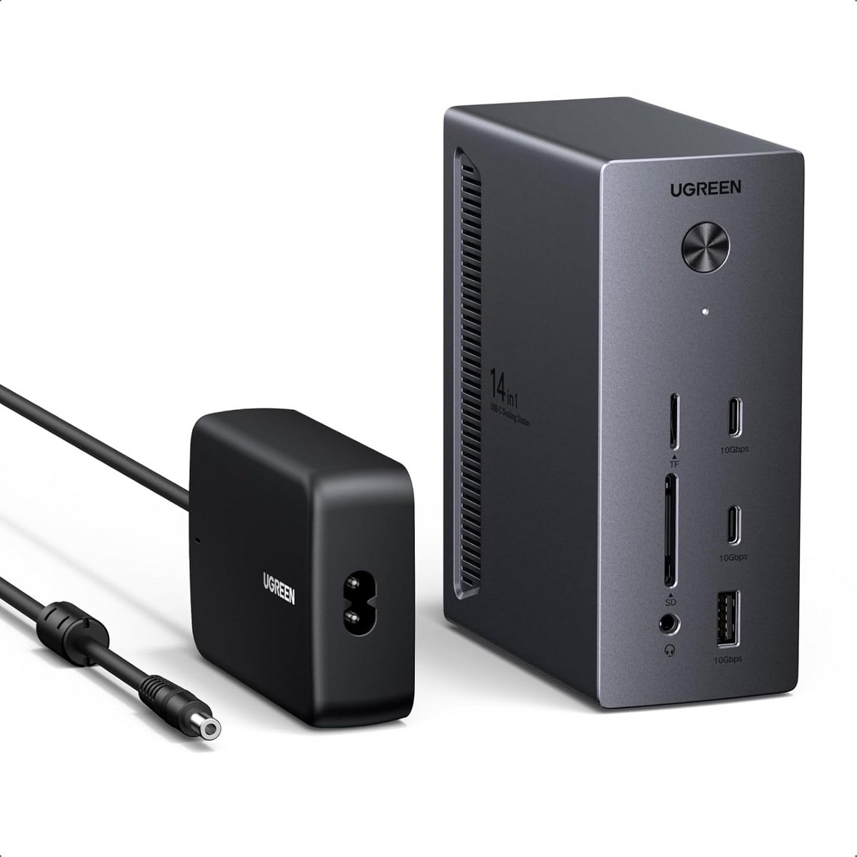 Docking Station voor 3 Monitoren met 2 HDMI & DP, Tot 100W Opladen voor Laptop, 27W USB-C, 10Gbps USB, Gigabit LAN, SD/TF Lezer
