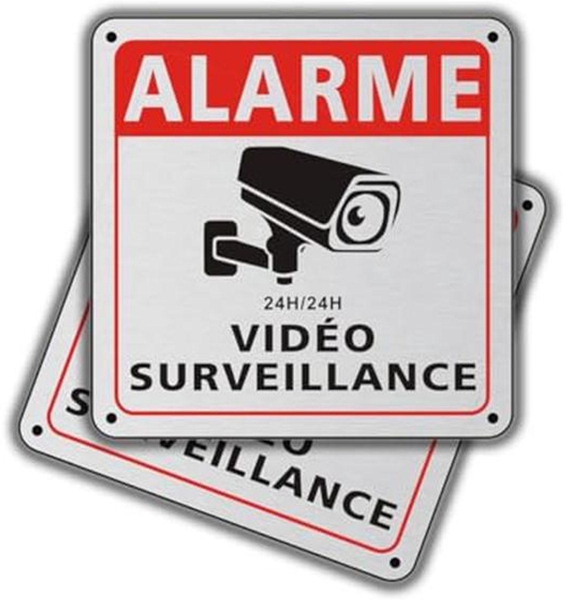 Camera Bewaking Paneel - Zelfklevend Aluminium 15 x 15 cm (2 Stuks) voor Videobewaking