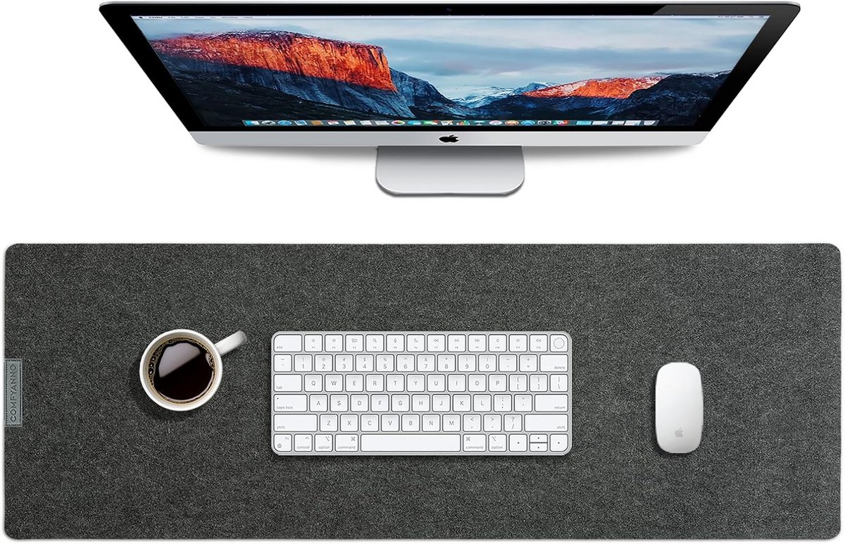Antislip Vilten Bureau-onderlegger 35,5 x 12 inch - Bureaumat voor Toetsenbord, Muis en Laptop
