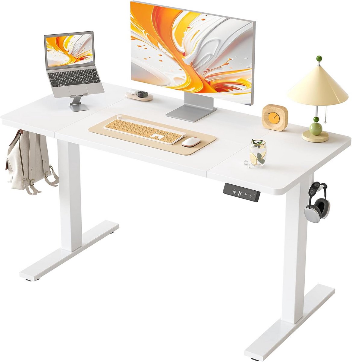 Verstelbaar Elektrisch Bureau 120 x 60 cm - Ergonomische Statafel met 2 Geheugenfuncties voor Thuis of Kantoor