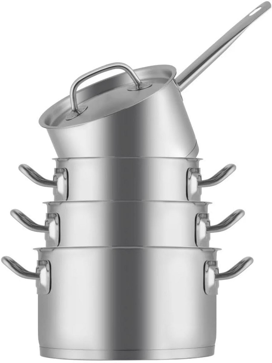 Pannenset RVS 4 Delig - Inductie Geschikt Kookpannen & Steelpan
