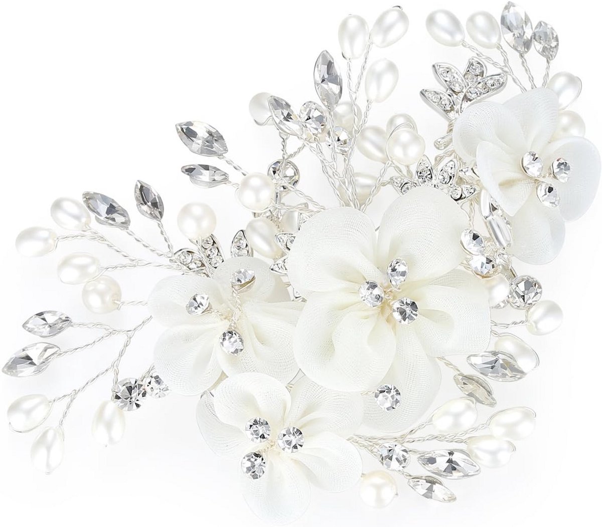 Haarkammen voor dames - Bruidssieraden en haarsieraden met kristallen en parels - 14.5 cm