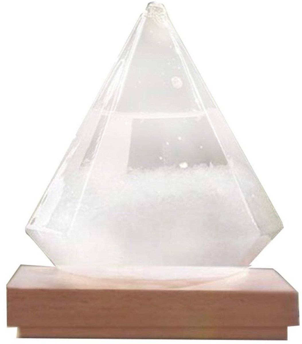 Stormglas Weerstation - Diamantvormige Barometer met Houten Basis