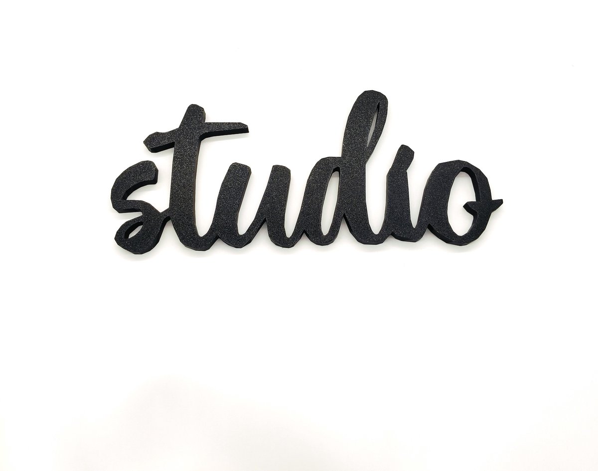 Studio Wandtekst – 3D Cursieve Letters Atelier Decoratie Zwart – Minimalistische Wandlettering Home Decor