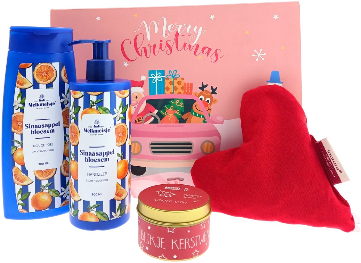 Melkmeisje Kerst Cadeauset Sinaasappel – 3-delig – Bad & Douche + Handzeep + Kaars – Cadeau voor haar