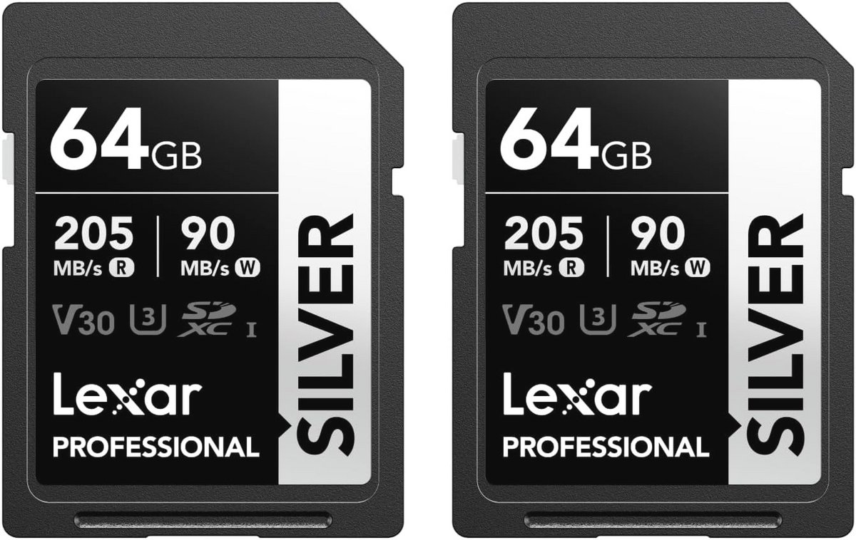 SD Kaart 64GB 2-Pack - Tot 205MB/s Leessnelheid, 90MB/s Schrijfsnelheid, UHS-I, Class 10, U3, V30 - Voor Professionele Fotografen en Videografen