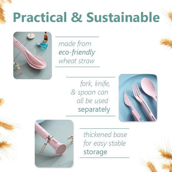 Compact Bestekset van 4 - Opvouwbaar & Herbruikbaar Plastic - Voor Camping, Picknick en Kinderen - Lichtgewicht en Makkelijk Schoon te Maken - Inclusief Mes, Vork, Lepel van Merkloos — afbeelding 3