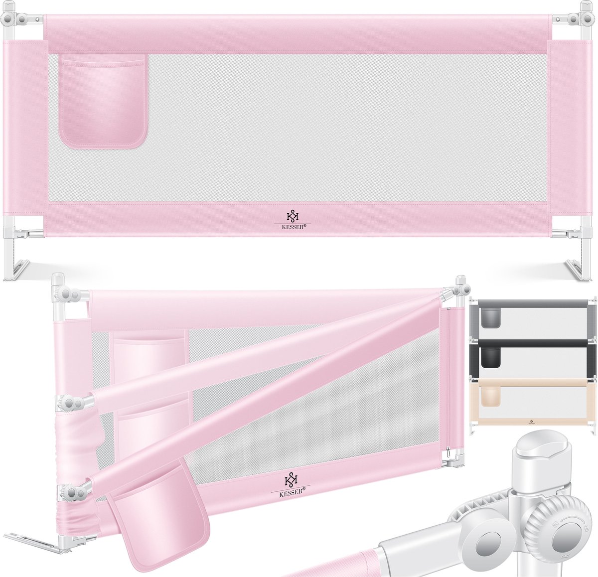 KESSER® bedhekje - Bedhek Kinderbedhek voor kinderen Baby bedhek Valbeveiligingsbed voor Bed & boxspring - 180cm, Roze
