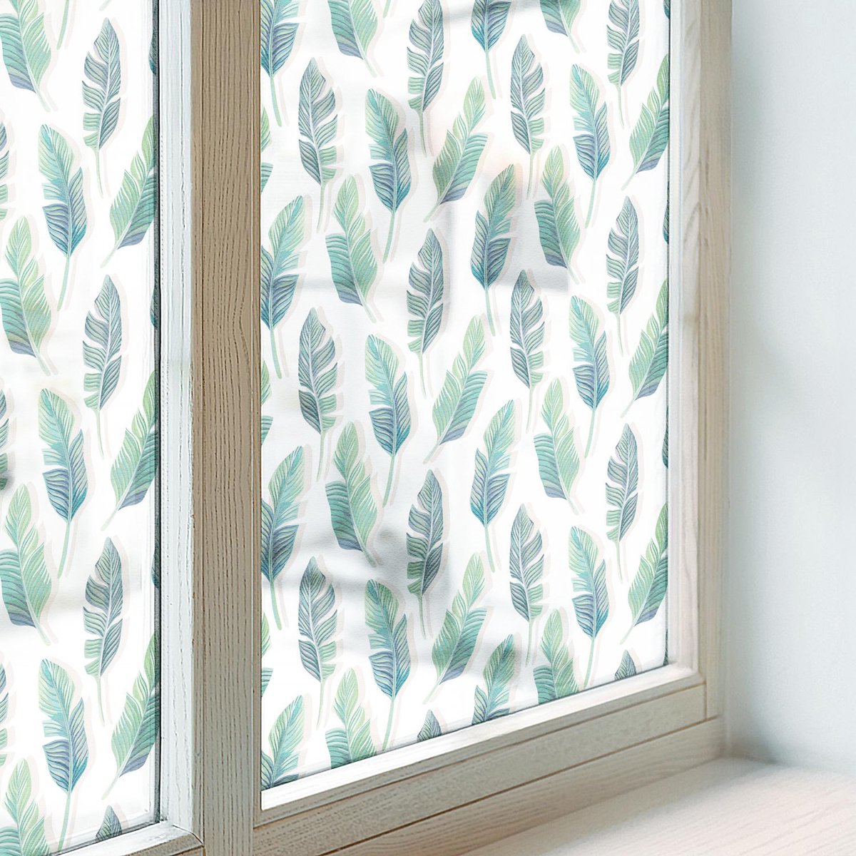 Coloray Privacy Folie Raam - Tropische bladeren Raamfolie Tegen inkijk - 100x100 cm - Groente Anti inkijk Raamfolie - Zelfklevende Anti inkijk Folie Glas in Lood - Voor de badkamer, slaapkamer, hal - Zonwerende Raamfolie Glas in Lood