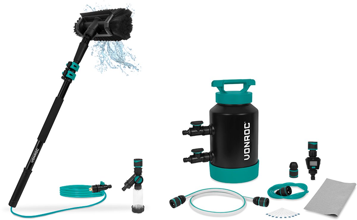 VONROC Telescopische Wasborstel - 1,80m en Waterontharder - Complete Set