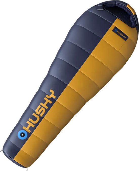 Husky mummyslaapzak ThermoPro Fuego -5°C - 210 x 85 cm - Blauw met Mosterd van Merkloos — afbeelding 2