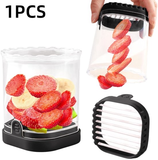 Foto: Snijmes groentesnijder fruitsnijder keukengereedschap afneembaar snijblad geschikt voor het snijden van diverse soorten fruit zwart 7 5 7 5 10 cm