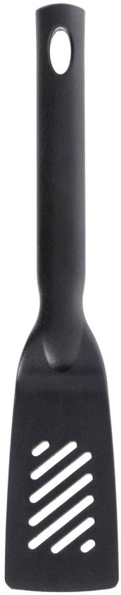 Spatule noire avec une fente dans la tête plate, un trou pour l'accrocher.