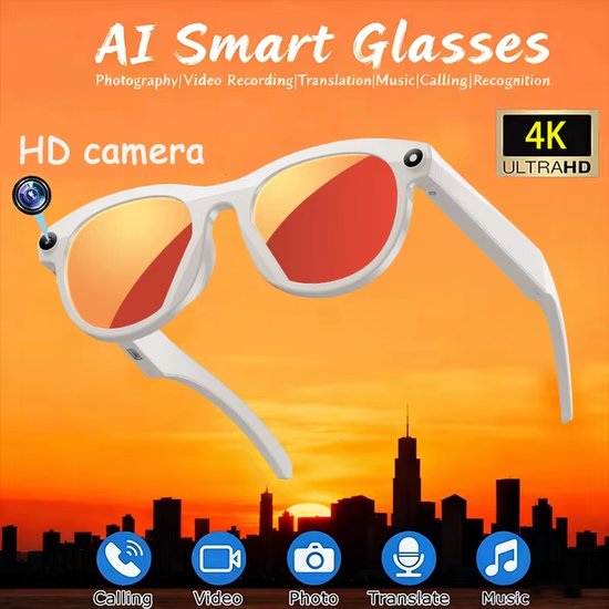 8K Smart Bril met Camera - Slimme Bril met Camera, HD Foto & Video, Bluetooth & Spraakvertaling - Geschikt voor Android en iOS van SmartTech Vision — afbeelding 5