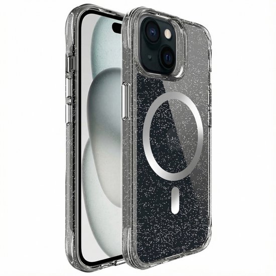 imoshion Coque adaptée pour iPhone 15 - Coque arrière imoshion à Glitter adaptée pour MagSafe 2.0 - Argent
