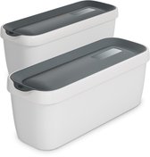 Klarstein IJsbakken Set – 2x 1,5 liter plastic bakken met deksels, vaatwasmachinebestendig, lichtgewicht, duurzaam, voor ijs-, slushie- en yoghurtmachines, stapelbaar op te bergen
