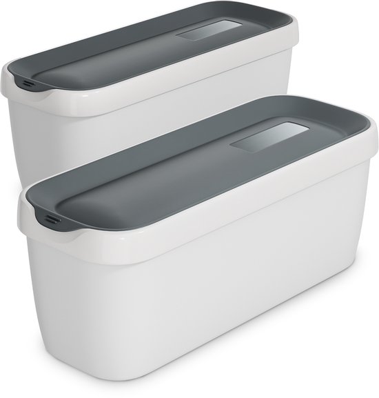Klarstein IJsbakken Set - 2x 1,5 liter plastic bakken met deksels, vaatwasmachinebestendig, lichtgewicht, duurzaam, voor ijs-, slushie- en yoghurtmachines, stapelbaar op te bergen van Klarstein — afbeelding 5