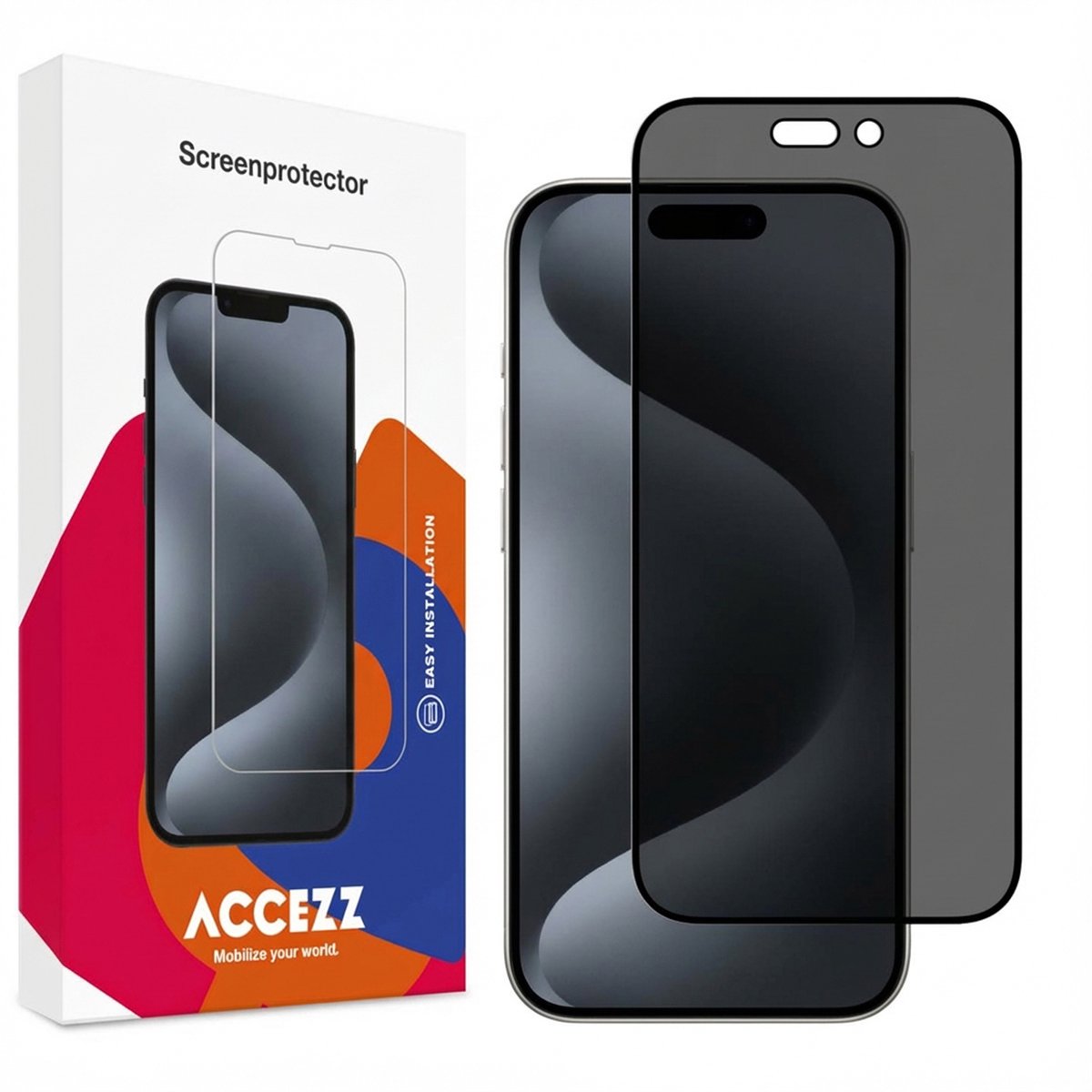 Accezz Screenprotector Geschikt voor iPhone 15 Pro Max - Accezz Gehard glas Privacy Screenprotector