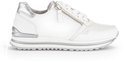 Witte Gabor sneaker met zilveren details, ritssluiting en veters.