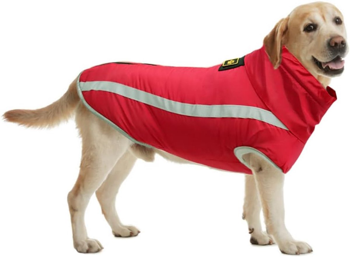 Hondenjas - Waterdicht warme winterjas-Warme Hondenjas - Winddicht puppy fleece - Reflecterende buitenkleding - Koud weer vest - Perfect voor kleine honden - Middelgrote honden - Grote honden -Rood - 2XL maat