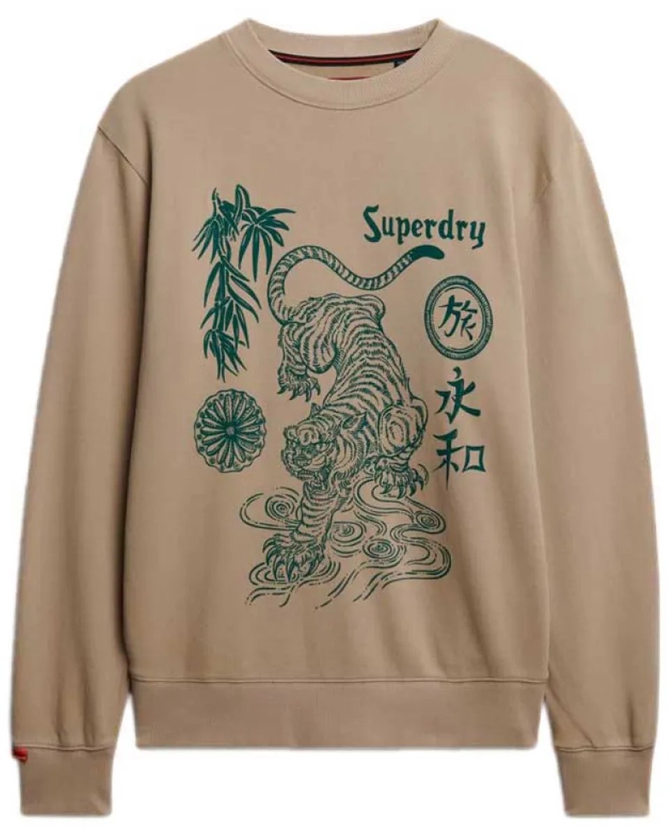 Superdry Tokyo Narrative sweatshirt met losse pasvorm Heren Truien Bruin