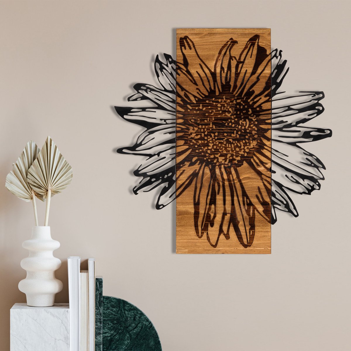 Enzo Decoratief Houten Wandaccessoire | Houten Lijst | 56 X 58 Cm - Emob - Wooden_wall_decor - Zwart - Hout; Metaal