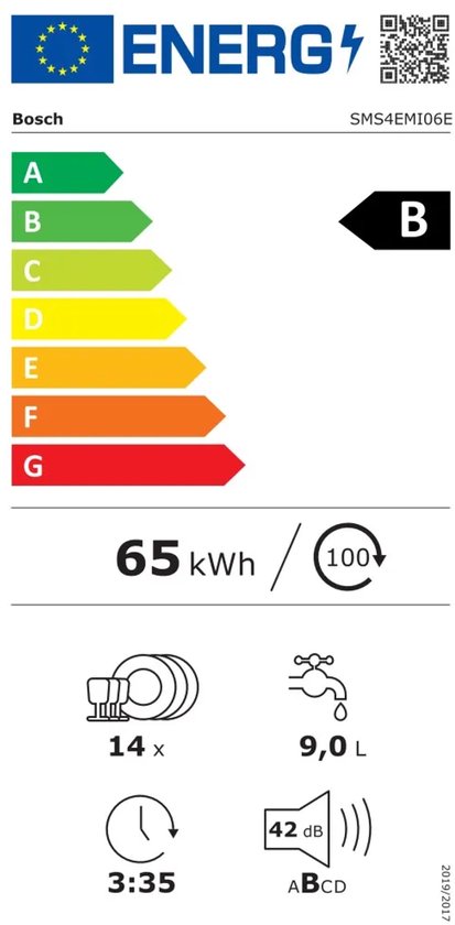 Bosch SMS4EMI06E- Serie 4 - Vrijstaande vaatwasser - 60 cm - RVS - Energielabel B - Home Connect