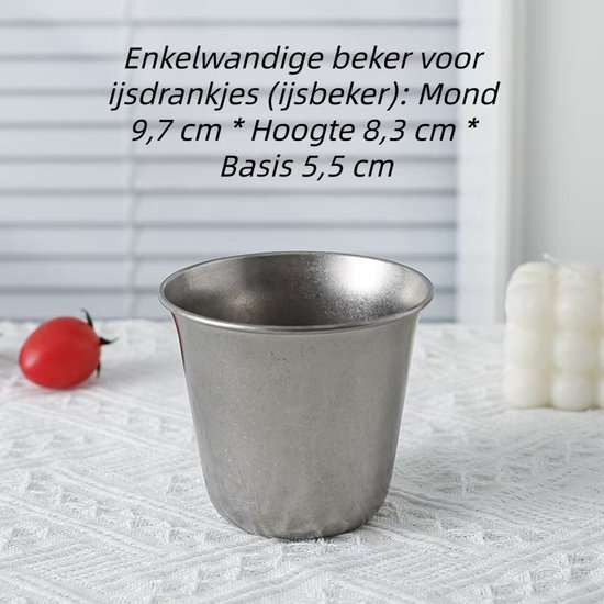 2-delige metalen koffiemok - Verdikte brede waterbeker voor koude dranken, industriële stijl, matstalen mok - Geschikt voor thuis, in de bar, buiten en op de camping - Zilver — afbeelding 5