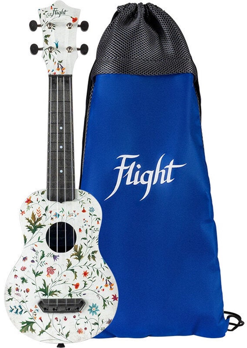 Flight UTS-40 FLOWER Ultra Travel Soprano Ukulele met Polycarbonate Body en Fluorocarbon Snaren