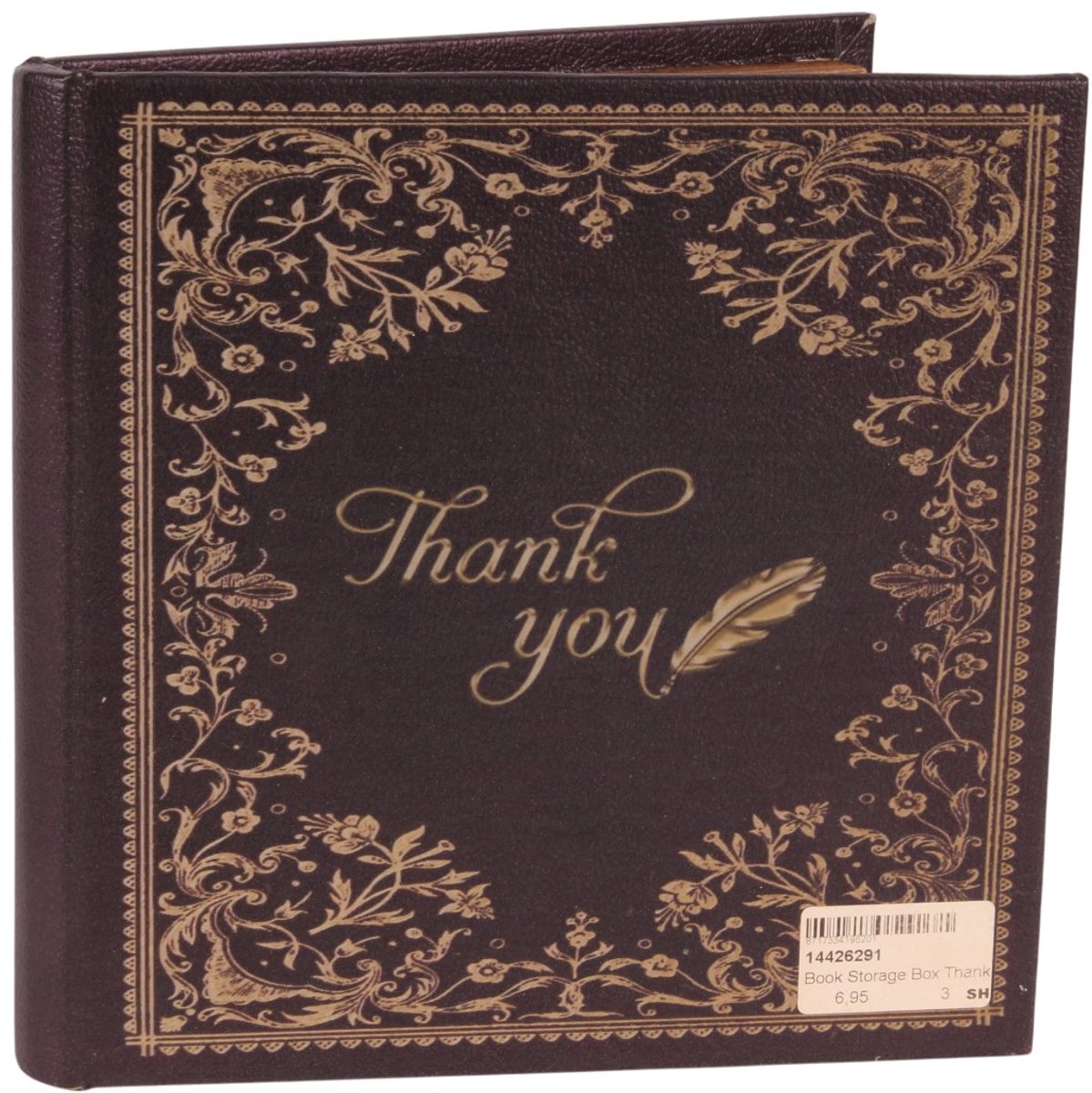 Baroque - Opberger - Opbergboek Thank You 20x20 cm - Zwart - 20x20x2 - PU Leather