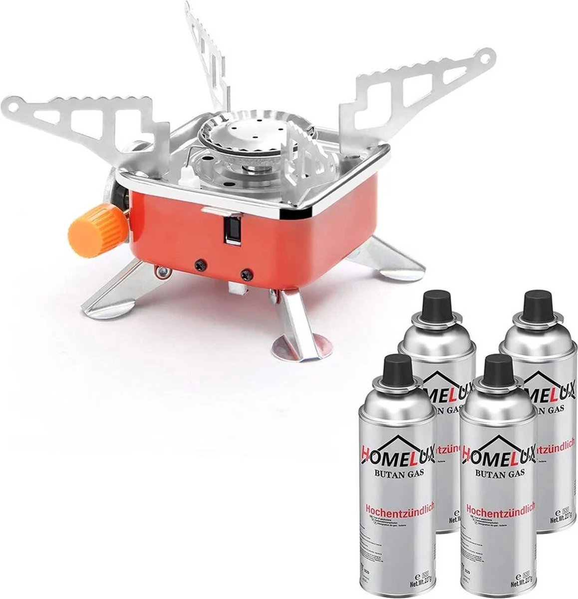Mini Draagbare Gasverwarming voor Camping – Compacte Tentkachel met Koffer – Ideaal voor Buitenavonturen – Inclusief 4 Gasflessen