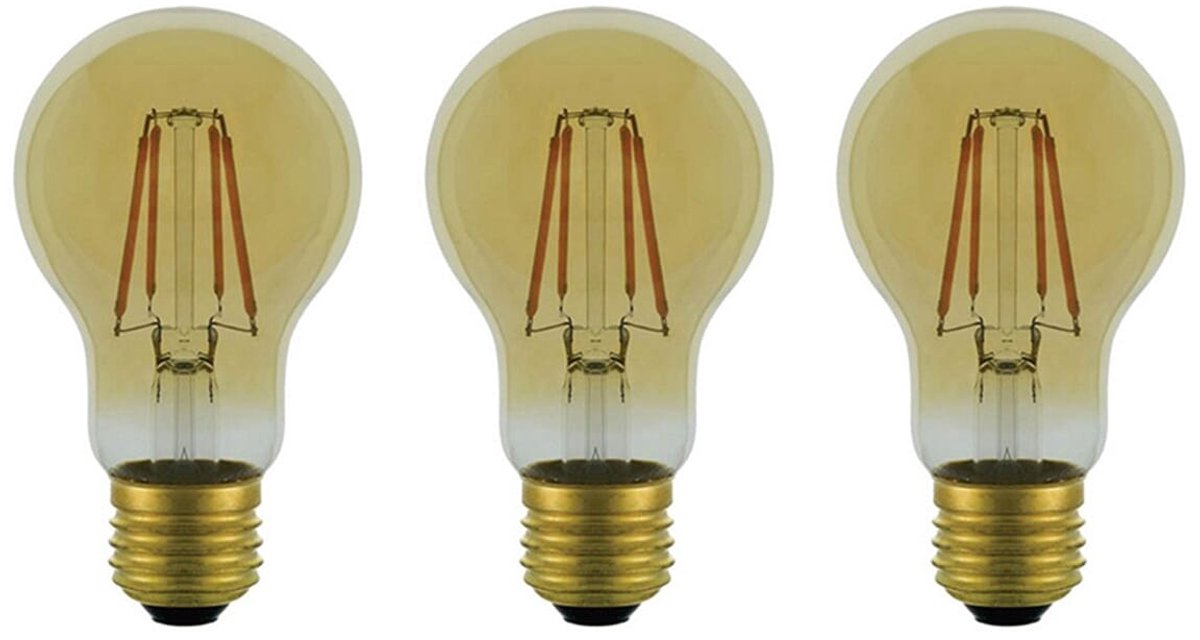 VITO LED Filament Lamp A60 E27 - 4W (vervangt 50W) - 568lm - 2500K Extra - 220-240V - Energiezuinig - 3 stuks