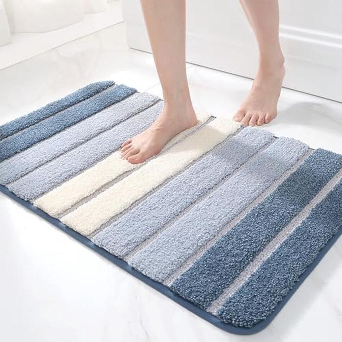 Zachte Absorberende Badmat 40 x 60 cm - Wasbare Douchevloer Tapijt met Antislip Achterkant - Blauw