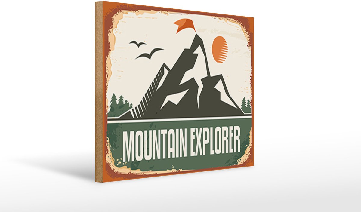 Holzschild Retro 40x30cm Mountain Explorer