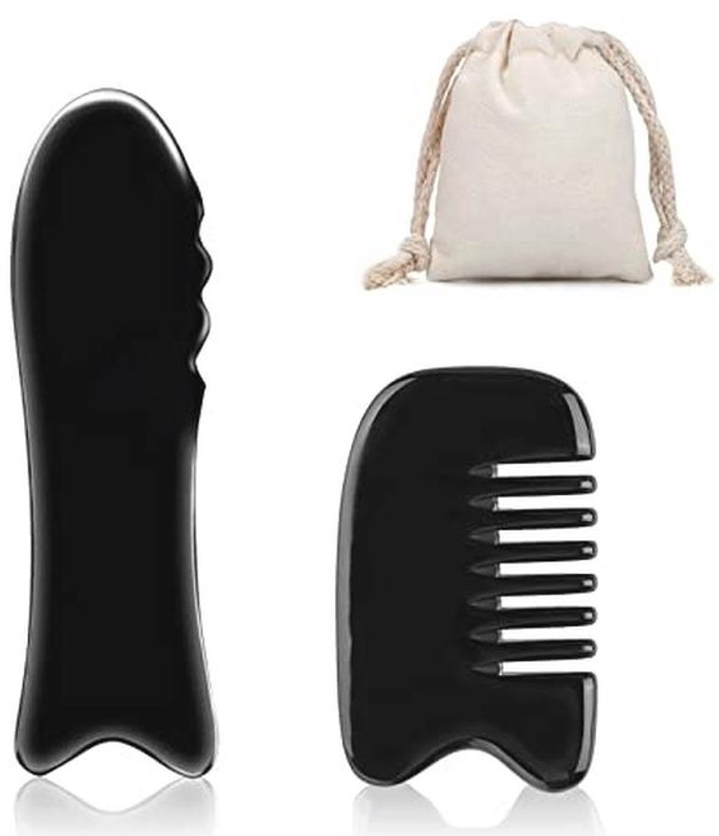 Gua Sha Massage Tools - 2-delige Hoorn Massage Set voor Gezichts- en Lichaamsmassage