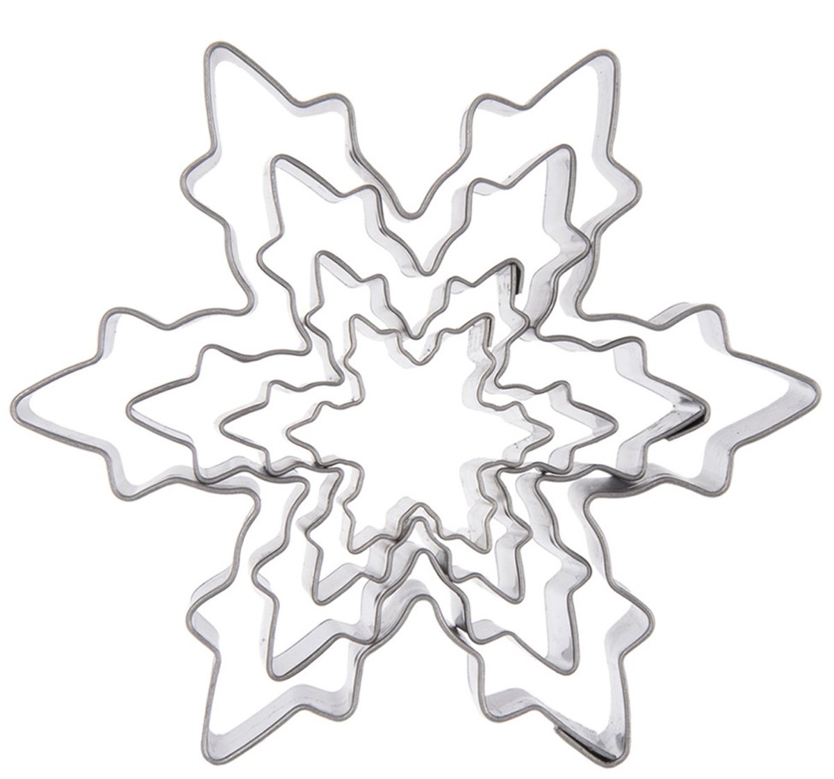 Koekjessnijders Edelstaal Sneeuwvlok 4 stuks - Vormen - Uitsteekvorm - Cookie - Cutter - Uitsteekvormpjes - Koekjes - Bakken - Koekjessnijder