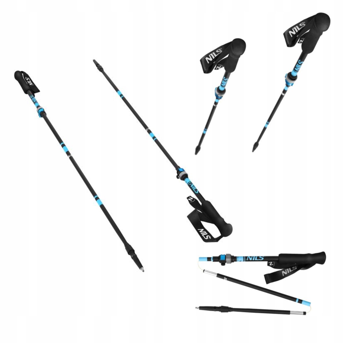 Nils TK8604 Trekkingstokken Opvouwbaar Aluminium 7075 - Zwart