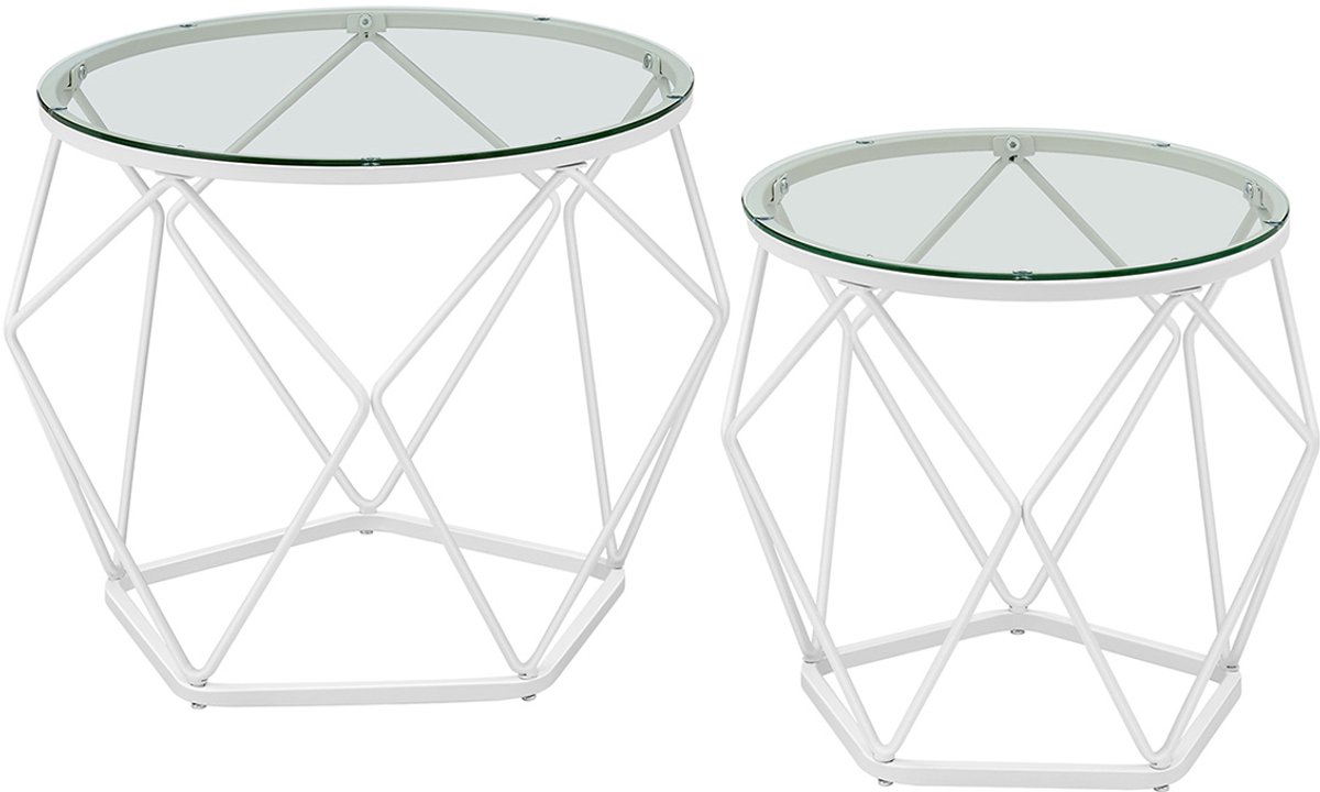 Woonkamertafelset – Set van 2 – Modern – Transparant/Wolkenwit