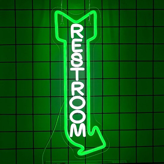 Daity 1 Pack - Badkamer neonlicht, wanddecoratie, toilet neon pijl LED neonbord, badkamer LED-bord, geschikt voor badkamers, hotels, bars (43*16cm) van Daity — afbeelding 4