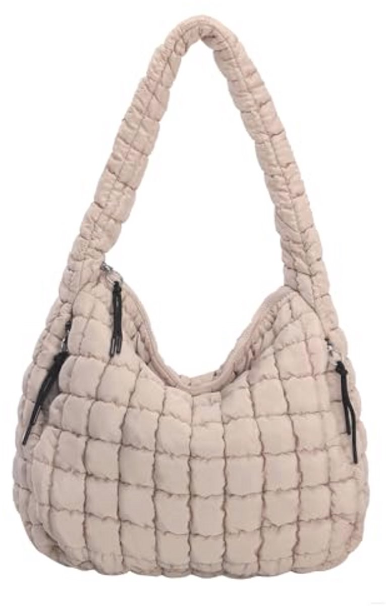 Grote Gewatteerde Puffer Tote Bag voor Vrouwen - Lichtgewicht Crossbody en Schouder Hoofdtas