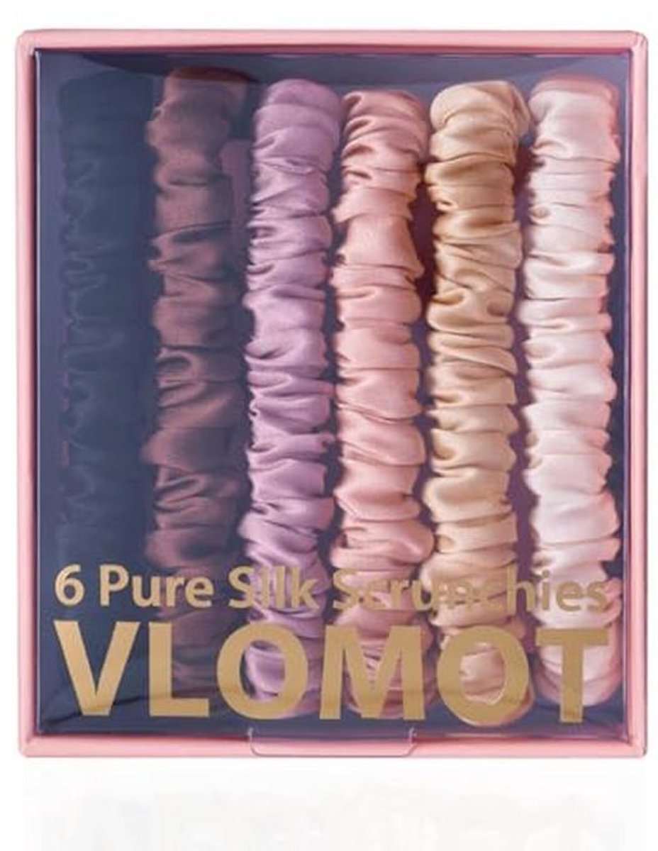 6-delige set van 100% pure moerbeizijde haaraccessoires in chique kleuren