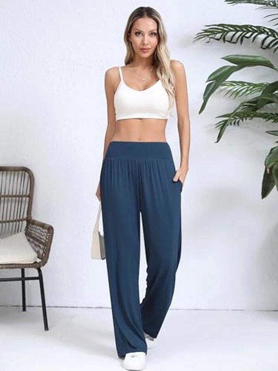 Dames Yoga Broek - Hoge Taille, Wijde Pijpen, Casual Sportbroek met Zakken — afbeelding 5