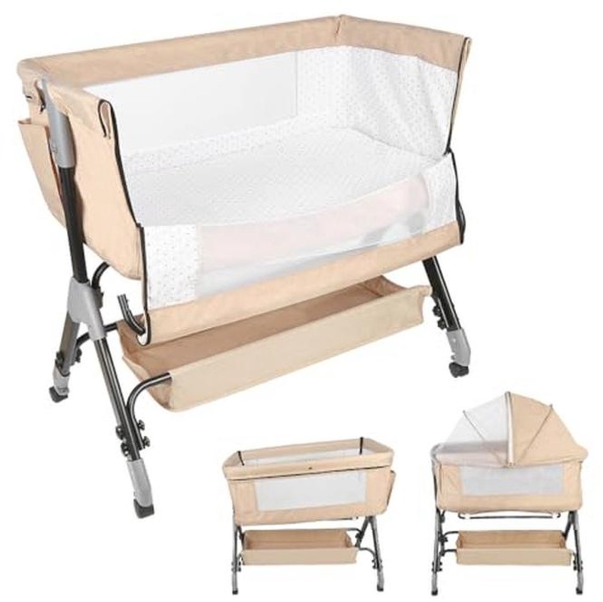 Bedbank voor baby's met schommelmodus, kantelfunctie en verstelbare hoogte